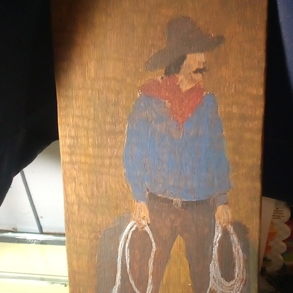 Hand Painted Cowboy Wooden Plaque - Picture 2 of 4